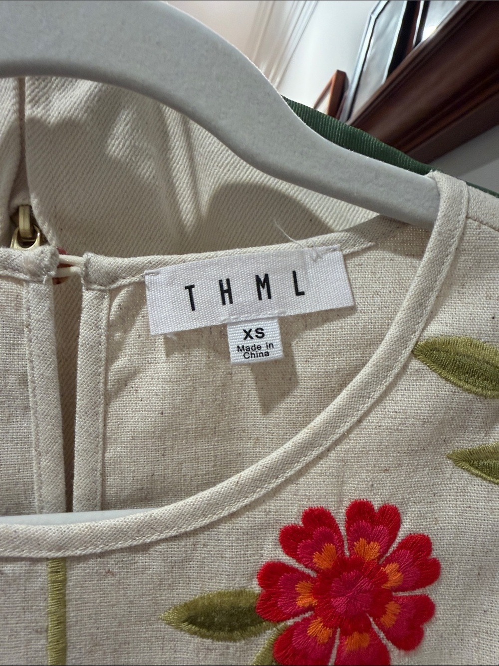 THML Cream Short-Sleeve Top with Pink & Orange Floral Embroidery - Picture 2 of 2